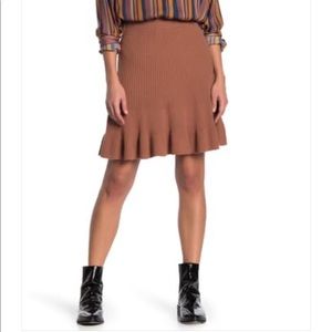 Free People Solid Gold Ribbed Sweater Mini Skirt